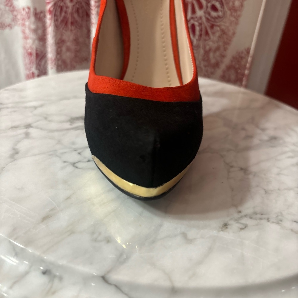 BCBGeneration, Black and Orange Platform Heels - image 8
